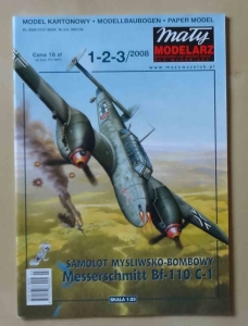 Messerschmitt Bf-110 C-1, skala 1:33, Mały Modelarz 1-2-3/2008, model kartonowy