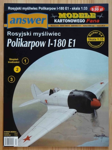 Rosyjski myśliwiec Polikarpow I-180 E1, skala 1:33, answer 3-4 2005, model kartonowy.jpg