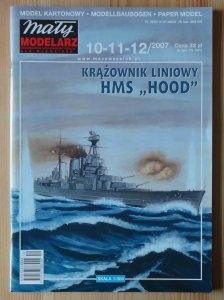 Krążownik liniowy HMS "Hood", skala 1:300, Mały Modelarz 10-11-12/2007, model kartonowy