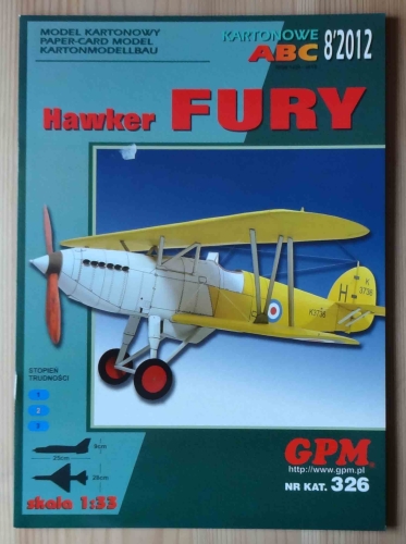 Hawker Fury, skala 1:33, GPM Kartonowe ABC 8'2012, nr kat.326, model kartonowy.jpg