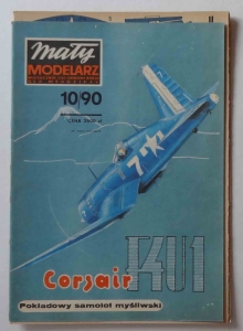 Pokładowy samolot myśliwski Corsair F4U1, skala 1:33, Mały Modelarz 10/90, model kartonowy