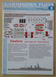 Hawkins ciężki krążownik, skala 1:300, Kartonowa Flota nr 9
