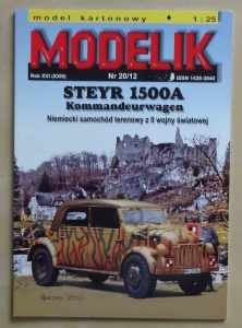 Niemiecki samochód terenowy Steyr 1500A, skala 1:25, Modelik Nr 20/12, model kartonowy