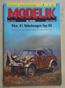 Pkw. K1 Kubelwagen Typ 82, skala 1:16, Modelik Nr 23/04, model kartonowy