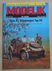 Pkw. K1 Kubelwagen Typ 82, skala 1:25, Modelik Nr 24/04, model kartonowy