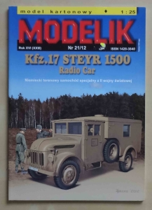 Niemiecki terenowy samochód specjalny Kfz.17 Steyr 1500 Radio Car, skala 1:25, Modelik 21/12