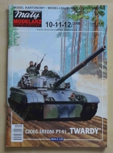 Czołg średni PT-91 "Twardy", skala 1:25, Mały Modelarz 10-11-12/2006, model kartonowy