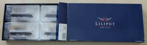 Zestaw wagonów towarowych z pojazdami, Liliput Art. Nr. L240013, Wagenset II der DRB Wehrmacht, skala H0.jpg