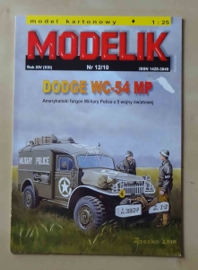 Dodge WC-54 MP, skala 1:25, Modelik Rok XIV, Nr 12/10, model kartonowy