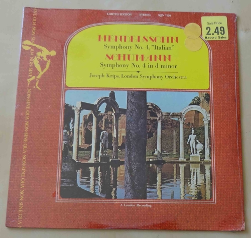 Mendelssohn, Symphony No. 4 "Italian". Schumann, Symphony No. 4 in d minor. Joseph Krips, London Symphony Orchestra, płyta winylowa.jpg