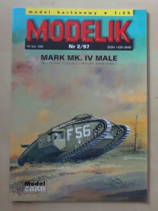 Brytyjski czołg Mark Mk. IV Male, skala 1:25, Modelik Nr 2/97, Model Card