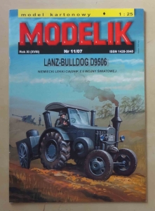 Niemiecki lekki ciągnik z II wojny światowej Lanz-Bulldog D9506, skala 1:25, Modelik Nr 11/07
