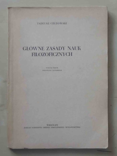 Tadeusz Czeżowski, Główne zasady nauk filozoficznych.jpg