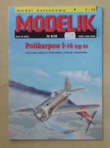 Polikarpow I-16 typ 24, skala 1:33, Modelik Nr 8/08