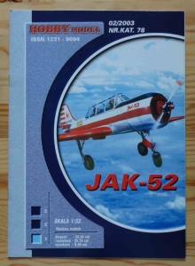 Jak-52, skala 1:33, Hobby Model 02/2003, Nr.Kat. 78, model kartonowy