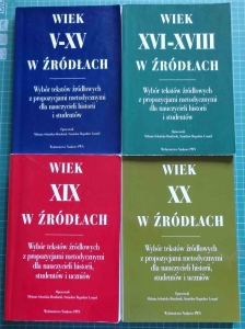 Wiek V-XV, Wiek XVI-XVIII, Wiek XIX i Wiek XX  w źródłach