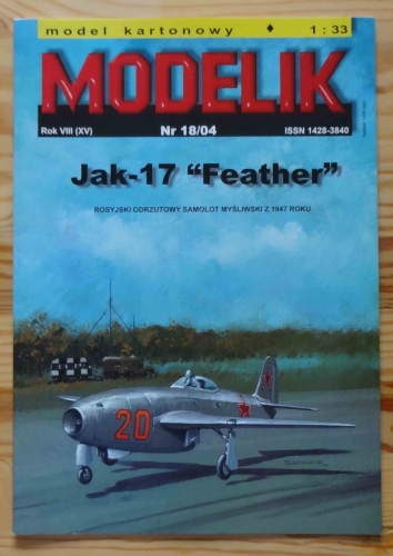 Jak-17 "Feather", skala 1:33, Modelik Nr 18/04, model kartonowy.jpg