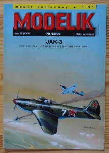 Jak-3, skala 1:33, Modelik Nr 18/07, model kartonowy