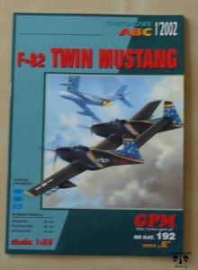 F-82 Twin Mustang, GPM nr kat. 192, Kartonowe ABC 1'2002, skala 1:33, model kartonowy.