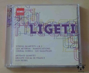 Gyorgy Ligeti. 2 płyty CD: Strng Quartet No.1,2; Ramifications; 6 Bagatelles; Lux Aeterna; 3 Phantasien nach Friedrich Holderlin; 4 Hunagrian Songs; Hungarian Studies; 3 Hungarian Folk Songs; Songs from Matraszentimre; 2 Hungarian Songs.
