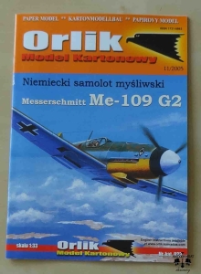 Messerschmitt Me-109 G2, niemiecki samolot myśliwski, Orlik Model Kartonowy 11/2005, Nr. kat. 023, skala 1:33