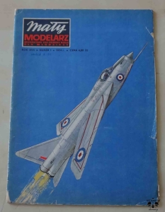 Współczesny samolot myśliwski English Elektric P1 B Lightning, skala 1:33, Mały Modelarz 1/1974, model kartonowy