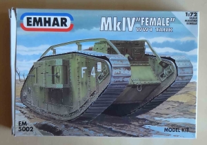 MkIV "Female", WW1 Tank, 1:72 Scale, EMHAR EM 5002, model plastikowy 