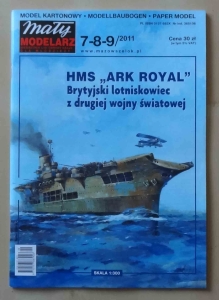 Brytyjski lotniskowiec z drugiej wojny światowej HMS "Ark Royal", skala 1:300, Mały Modelarz 7-8-9/2011, model kartonowy