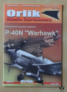 Curtiss P-40N Warhawk, skala 1:33, Orlik nr. kat. 008, model kartonowy