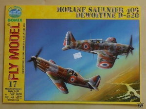 Morane Saulnier 406, Dewoitine D-520, skala 1:33, Fly Model 17. Modele kartonowe.