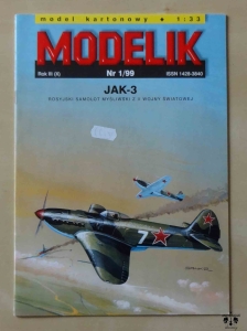 Jak-3, skala 1:33, Modelik 1/99, model kartonowy