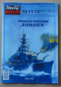 Niemiecki pancernik "Bismarck", skala 1:300, Mały Modelarz 10-11-12/2011, model kartonowy