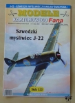 J-22 - szwedzki myśliwiec z II wojny światowej, skala 1:33, model kartonowy