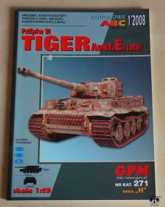 PzKpfw VI TIGER Ausf. E /late/, skala 1:25, GPM nr kat. 271, Kartonowe ABC 1'2008, model kartonowy