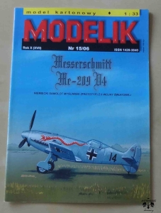 Messerschmitt Me-209 V4, Modelik 15/06, skala 1:33, model kartonowy