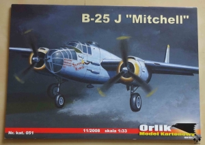 B-25 J "Mitchell", skala 1:33, Orlik  Nr. kat. 051, 11/2008, model kartonowy - papier kredowy
