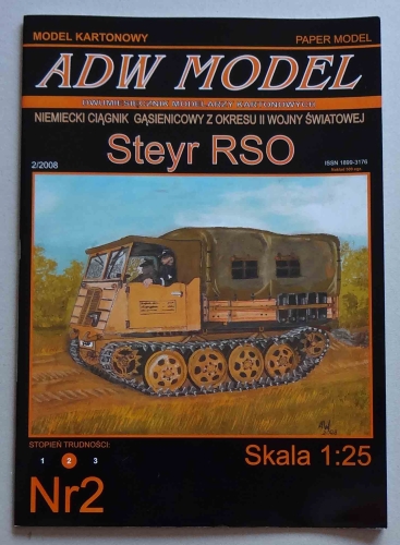 Niemiecki ciągnik gąsienicowy z II wojny światowej Steyr RSO, skala 1:25, ADW Model Nr 2/2008, model kartonowy.jpg