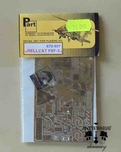 Elementy fototrawione do modelu Grumman F6F-3/5 Hellcat, amerykańskiego myśliwca z II wojny światowej, skala 1/72, Part S72-037