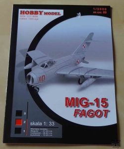 MIG-15 Fagot, skala 1:33, Hobby Model 1/2009, Nr kat. 99, model kartonowy